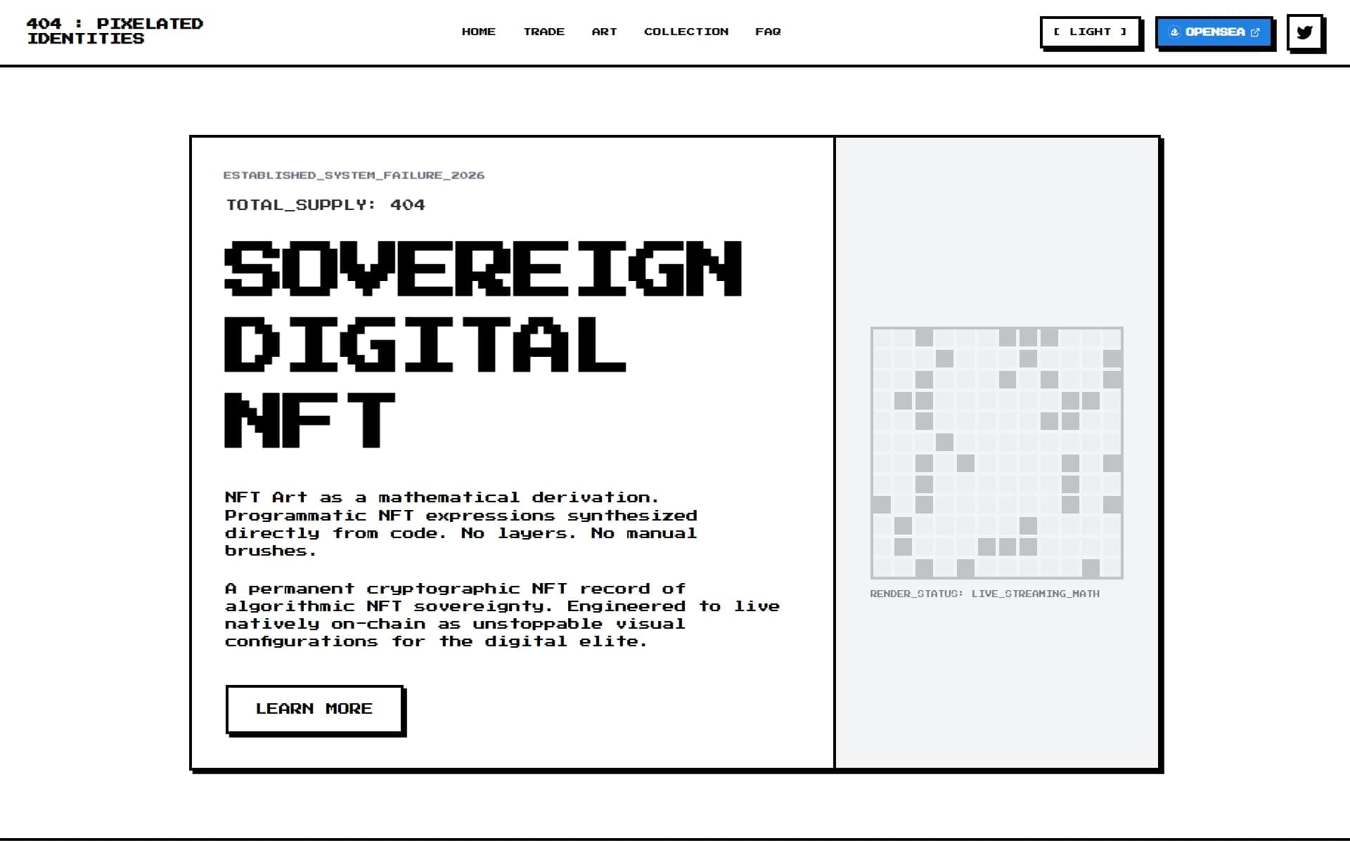 404 Identities NFT Landing Page