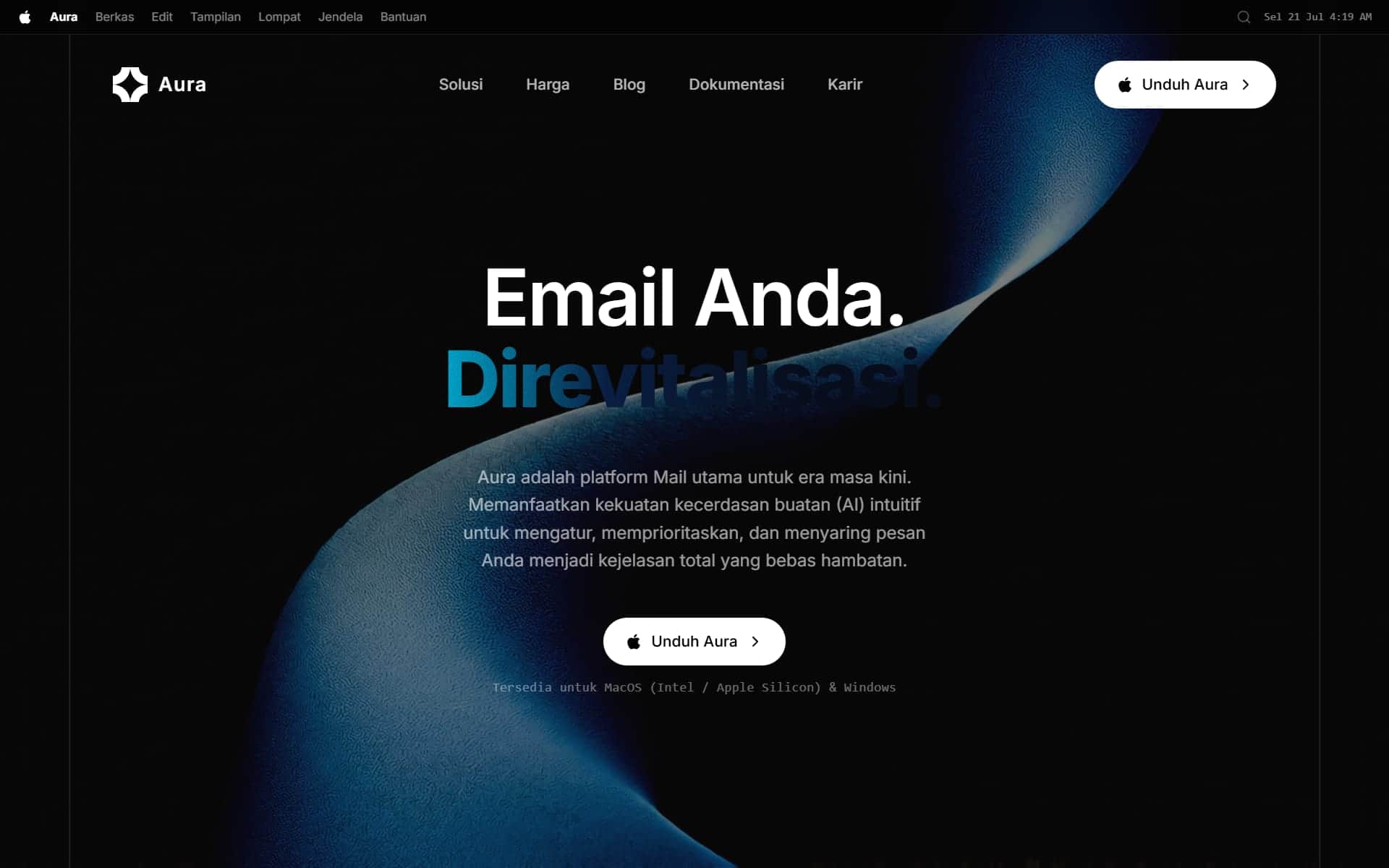 Aura Mail AI Landing Page