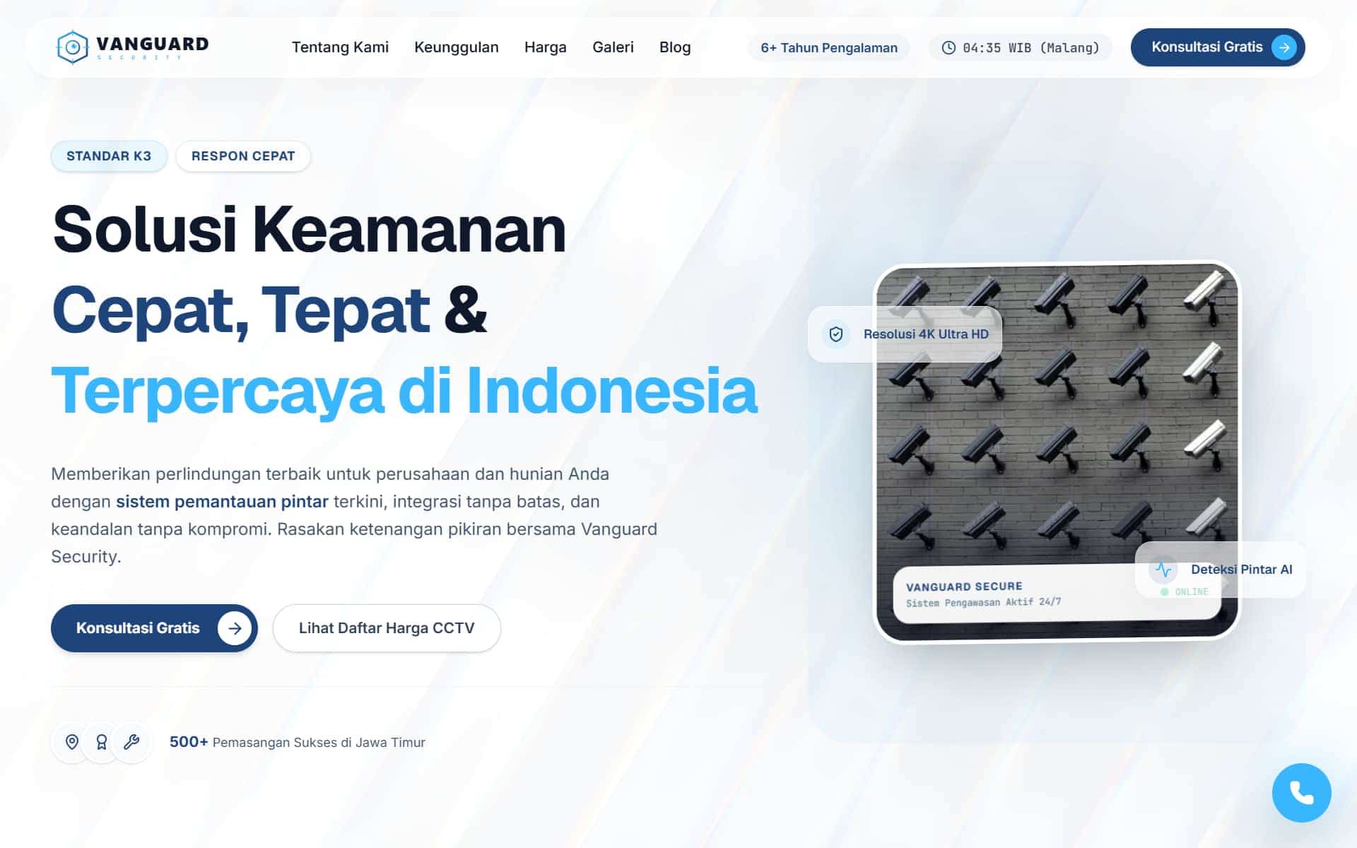 Vanguard CCTV Landing Page